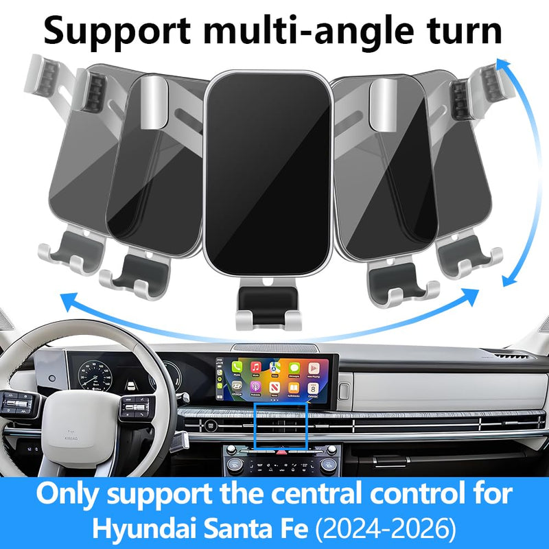 Car Phone Holder for Hyundai Santa Fe 2024 2025 2026 Auto Interior Accessories Best Cell Phones Mount Cellphone Mobile Cradle Charging Navigation Bracket Screen Stand Accessory
