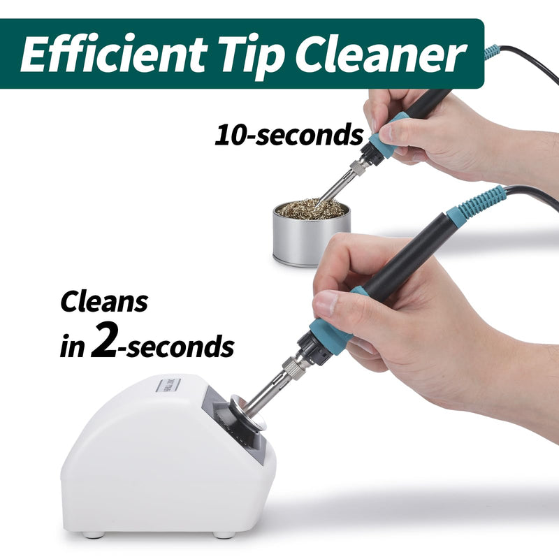 YIHUA 200C Motorised Soldering Tip Cleaner with Infrared Sensor, 6 Brass Wool Brushes, 12 V Power Adapter and Lifting Tool - Compact Soldering Iron Cleaner (EU Plug)