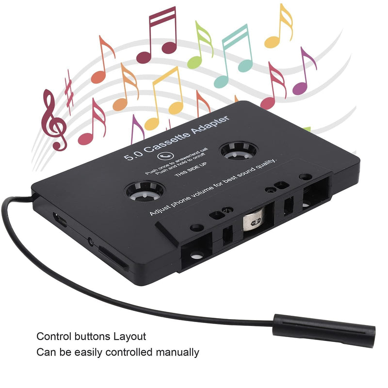 PUSOKEI Car Cassette Audio Receiver, Bluetooth 5.0 Cassette to Aux Adapter, Tape Player MP3 Cassette Player Adapters Audio Converter with Calling Function, Black
