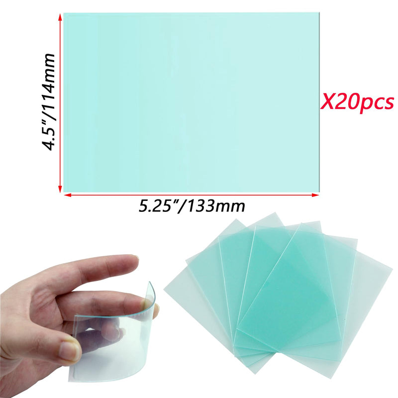 [AUSTRALIA] - 20 Pcs Welding Protective Lens Replacement Lens，4.5" x 5.25" x 0.04" Outside Replacement Helmet Clear Lens Covers for Solar Auto Darkening Welding Helmet Hood 