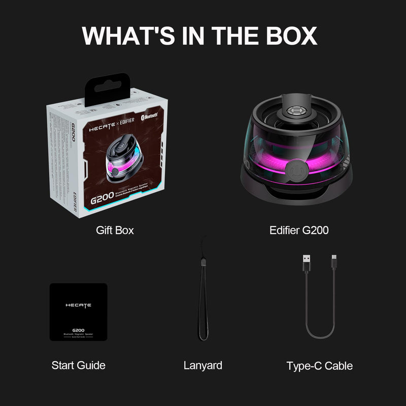 [AUSTRALIA] - Edifier G200 Magnetic Bluetooth Speaker - Gift Ideas - Multifunctional Cell Phone Stand Wireless Speaker with Strong Magnet for iPhone/Android/Fridge/Workbench/Pole/Car/Bike/Golf Cart & Anything Metal Black 