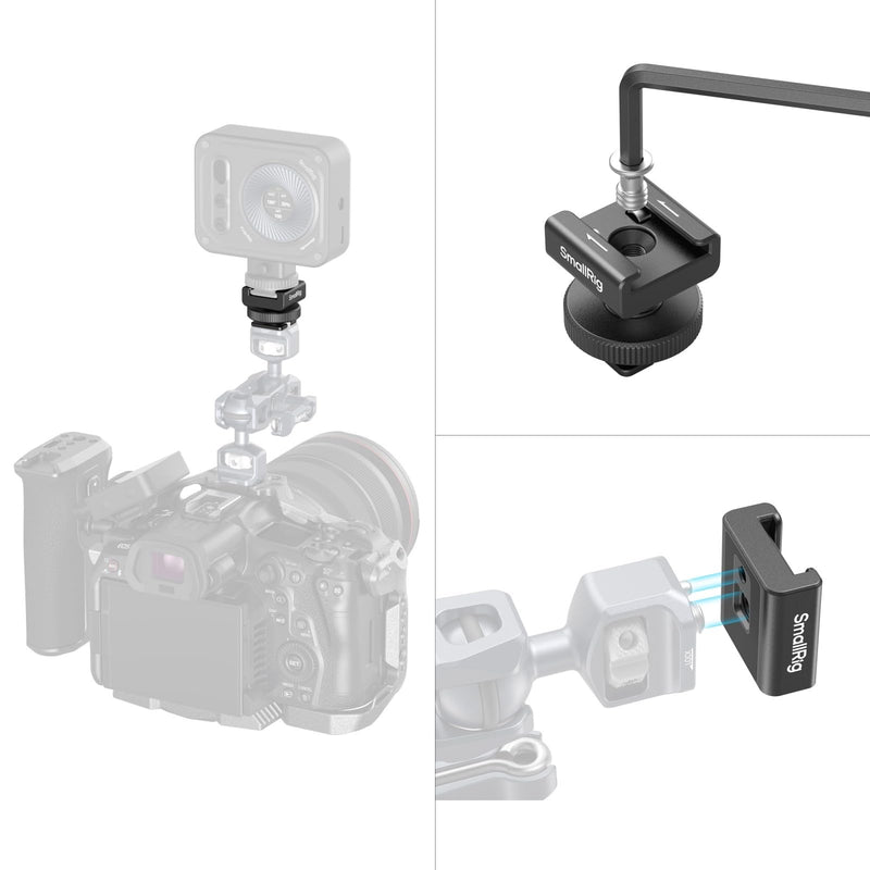 [AUSTRALIA] - SmallRig Cold Shoe Mount Adapter for Wireless Microphone, for DJI Mic / Mic 2, for RODE Wireless Go II, for Saramonic BLink 900 B, for Hollyland C1, with 1/4"-20 Threaded Hole, Anti Drop Design - 4822 