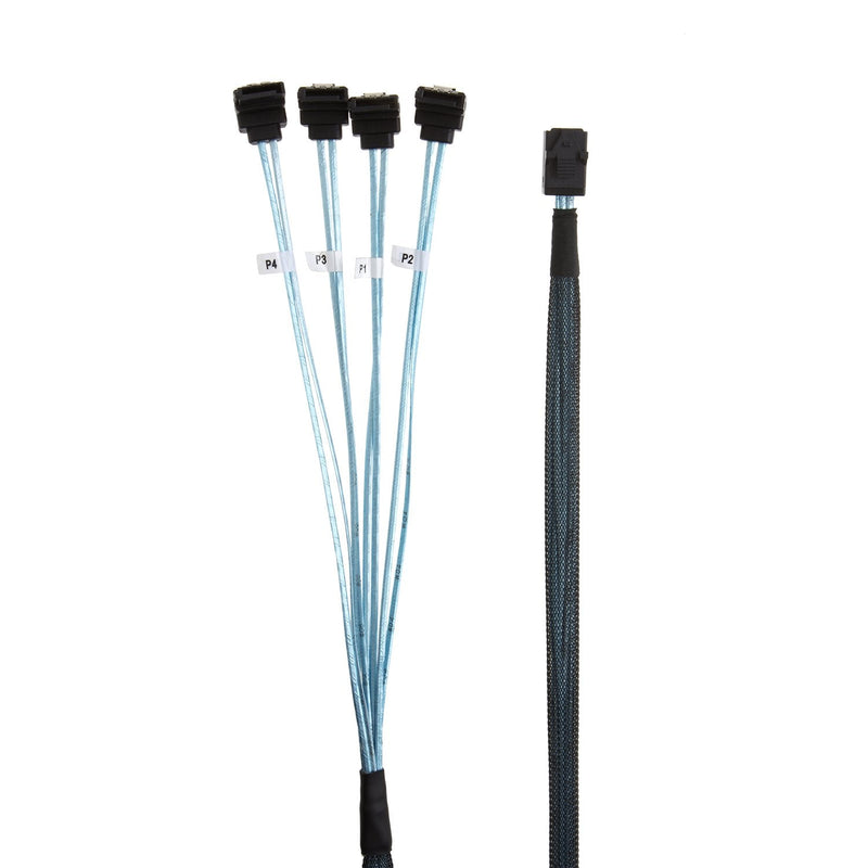 [AUSTRALIA] - CableCreation Internal HD Mini SAS (SFF-8643 Host) - 4X SATA (Target) Angle Cable, SFF-8643 for Controller, 4 Sata Connect to Hard Drive, 1M / 3.3FT 3.3FT/1.0M Black Right Angle 1 