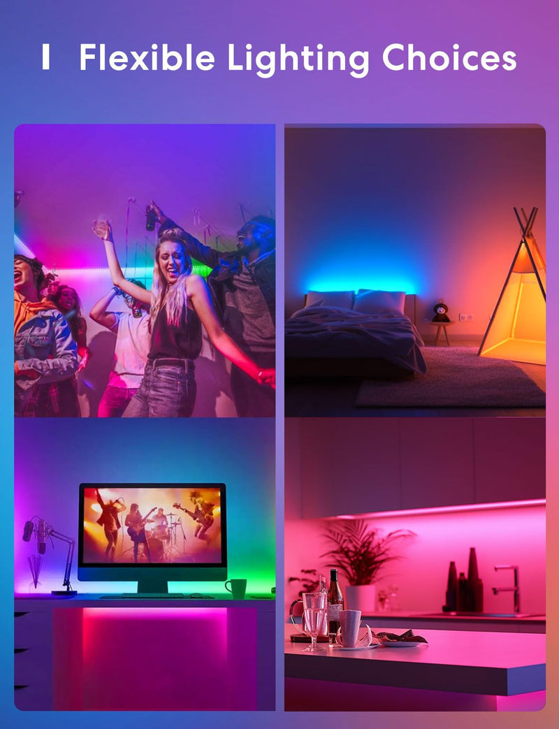 meross Smart LED Strip Lights, 16.4ft WiFi Strip Work with Apple HomeKit, Alexa, Google Home, and SmartThings, 16 Million Colors with App Control and RGB LED Lights for Bedroom, Living Room, Kitchen 16.4 Feet HomeKit Version