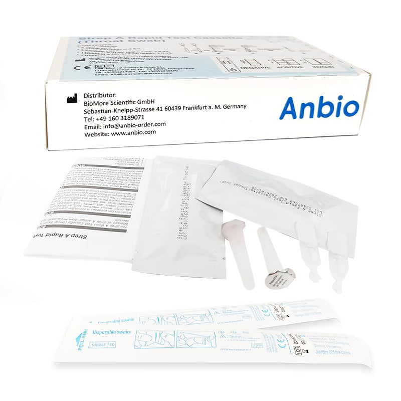 [AUSTRALIA] - Anbio 2 x Strep A Test self-diagnostics - Streptococcal Rapid Test with Throat Swab - Home Test for Detection of Group A Streptococcal Antigen 