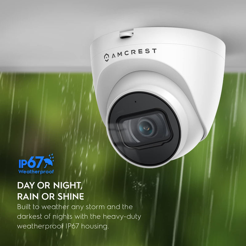 Amcrest 5MP Turret POE Camera, UltraHD Outdoor IP Camera POE with Mic/Audio, 5-Megapixel Security Surveillance Cameras, 98ft NightVision, 103° FOV, MicroSD (256GB), (IP5M-T1179EW-28MM) White