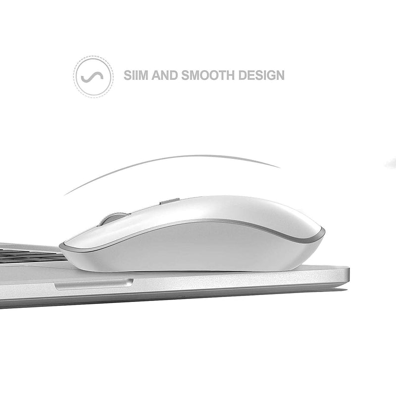 Wireless Keyboard Mouse, J JOYACCES 2.4G Compact and Ultra Slim Wireless Keyboard and Mouse for Windows, Computer, Desktop, PC, Laptop-Sliver sliver