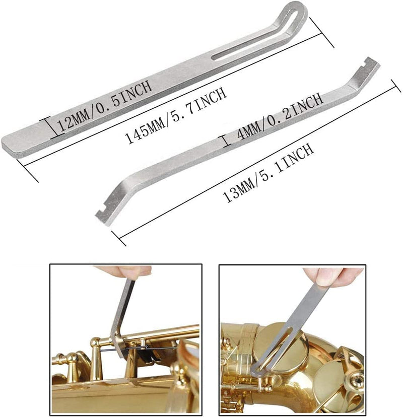 Woodwind Instrument Repair Tool Kit Stainless Steel Key Cover Adjusting Dual Head Spring Hook Key Buttons Protector for Sax Clarinet Oboe Flute Piccolo 4PCS
