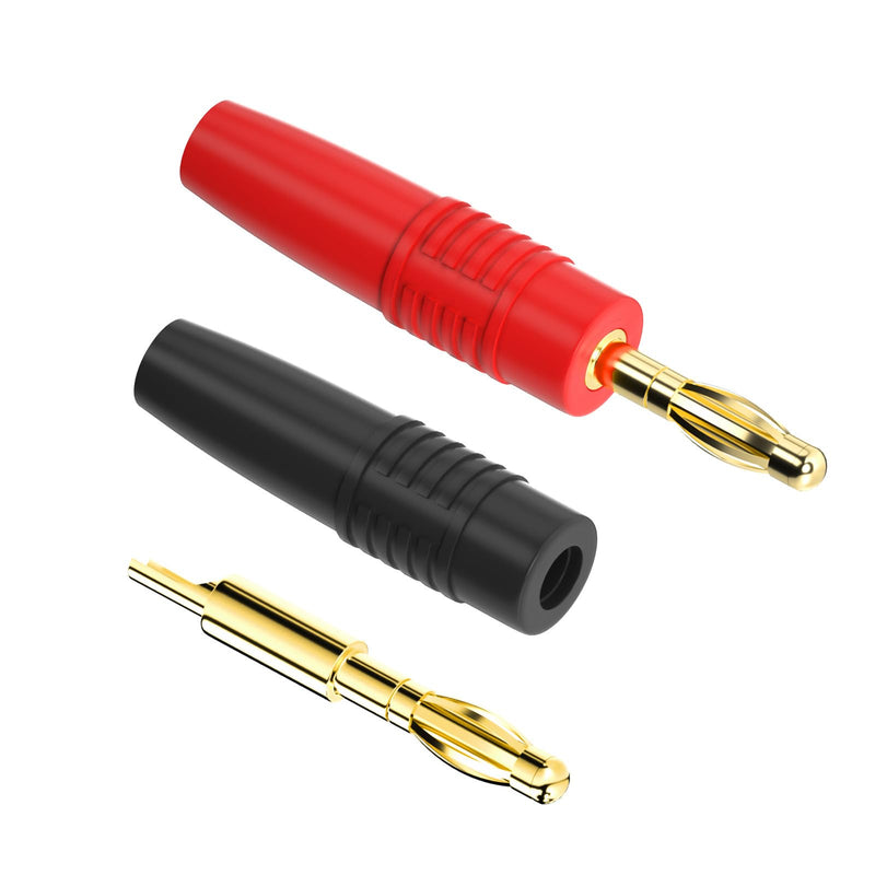 Cleqee Pack of 10 4 mm Banana Plugs Male Plug Gold-Plated Solder Type Adapter for DIY Electrical Testing 4 mm gold-plated banana plug