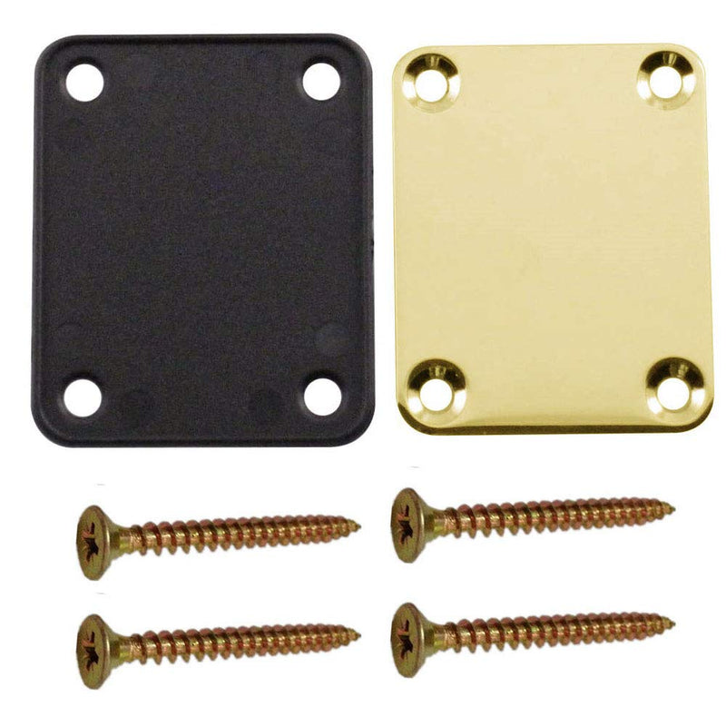 2 Pack Guitar Neck Plate with Mounting Screws Metal Neckplate for Strat Tele Style Electric Guitar Replacement Gold