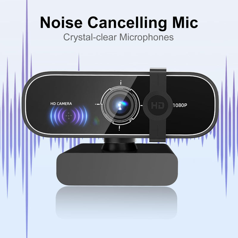 C28 1080P Webcam with Privacy Cover and Tripod Stand, PC Camera with Noise-Canceling Mic, Computer Camera with Auto Light Correction,Plug and Play, Web Camera for streaming, Zoom/Facetime Black