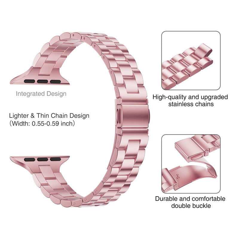 Thin Band Compatible with Apple Watch 41mm 40mm 38mm, 2 Pack Premium Stainless Steel Metal Replacement Adjustable Wristband Strap for iWatch Series 9/8/7/6/5/4/3/2/1 SE Women Men(2 pack)