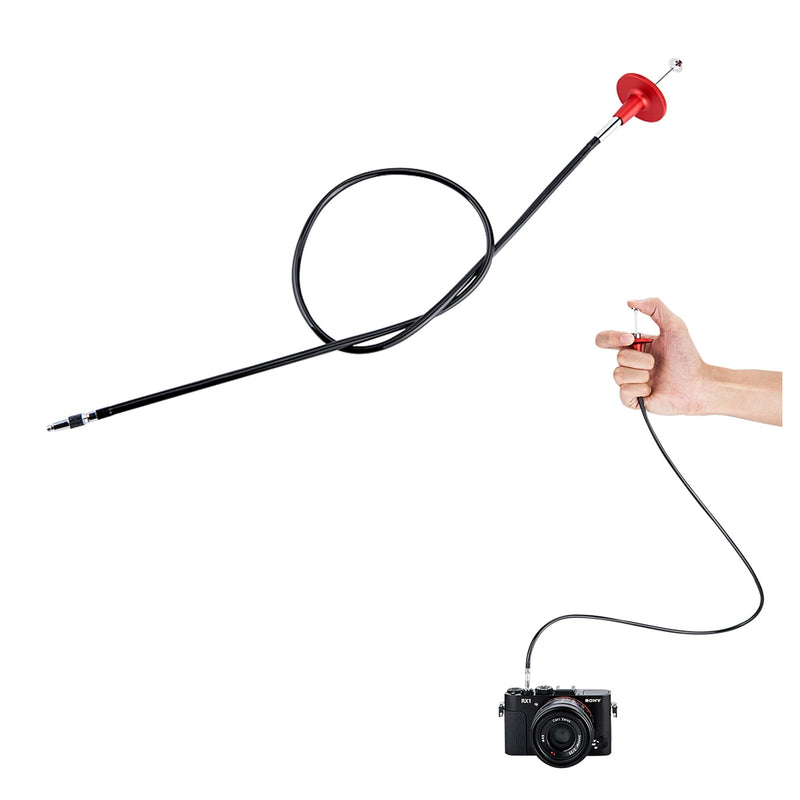 JJC Mechanical Shutter Release Cable Cord with Bulb-Lock for Fuji Fujifilm X-T5 X-T4 X-T3 X-T50 X-T30 II X-M5 X-PRO3 X100VI X100V X-T2 X-T20 X100F X-E4, Sony RX1R II RX10 IV III, Lecia M10 M9 & More 70cm Red