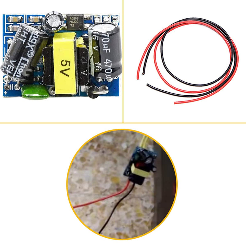 Youmile 5pcs AC-DC 5V 700mA 3.5W Buck Module Power Supply Buck Converter Step Down Module with Red and Black Cable 5V700mA (3.5W) old