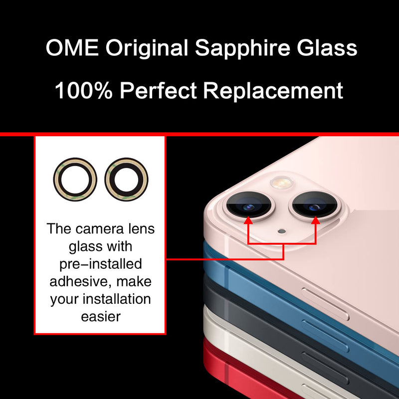 ASDAWN Back Rear Camera Lens Glass Replacement for iPhone 13 6.1 inch and 13 Mini 5.4 inch with Pre-Installed Adhesive, Back Lens Glass with Installation Manual + Repair Tool Set