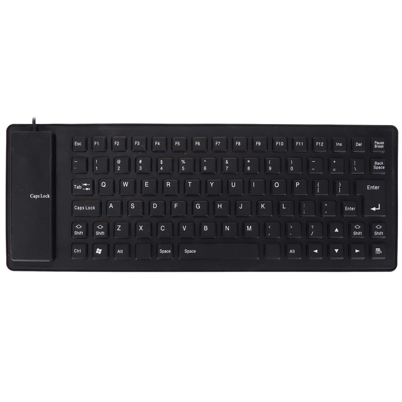 Roll-up Silicone Keyboard, Fully Sealed Silent Soft Keyboard Lightweight Portable USB Wired Keyboard 85 Keys Foldable Waterproof Flexible Keyboard(Black) black