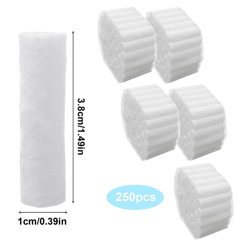 FUIPVGI Pack of 250 Dental Cotton Balls Dental Cotton Rolls Dental Gauze Rolls Dental Gauze Highly Absorbent Cotton Pads for Dentists Nose Plugs for Bloody Nose Teeth Mouth (White) White