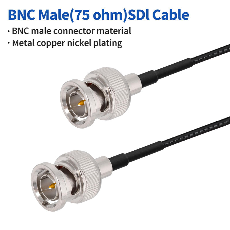 Yuslao SDI Cable 25FT 75 Ohm BNC Male to Male RG179 Coaxial Cable for 4K 1080P 3G HD SDI Camera Monitor Video Recorder SDI Converter Splitter Switcher（Straight,2Pcs） Straight to Straight
