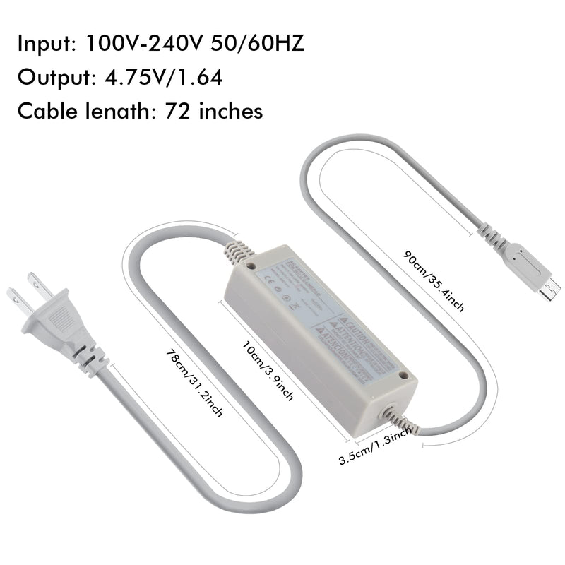 Charger for Wii U Gamepad, AC Adapter Power Cord Charging Cable Replacement for Nintendo Wii U Gamepad