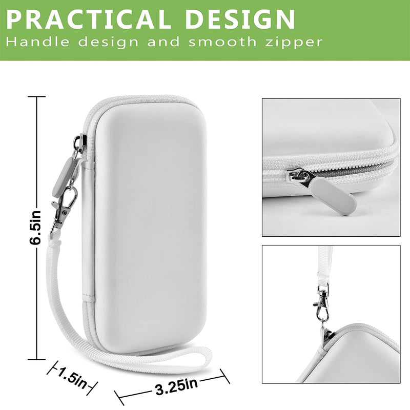 Case Compatible with Apple MagSafe Charger Battery Pack, Holder for Mag Safe Magnetic Power Bank for iPhone 12, Storage with Strap & Mesh Pocket for USB Power Adapter and Cable- White (Case Only)