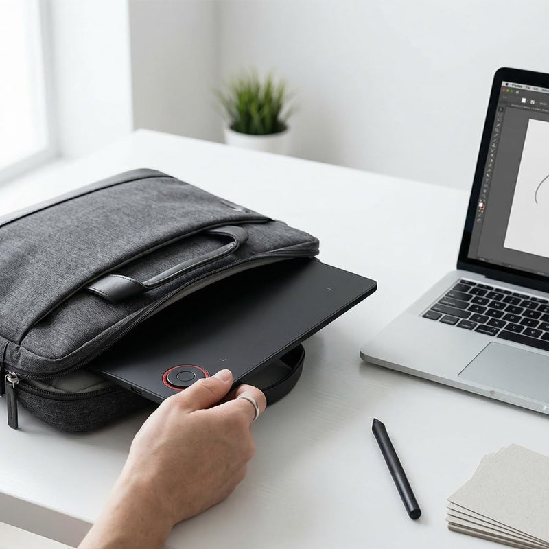 IMAGE Portable Graphics Drawing Tablet 8.9 * 5.3 Inch with 8192 Levels Battery-Free Pen and 1 Magic Circle 4 Hot Keys, Compatible with Windows/Mac/Android for Painting, Design & Online Teaching