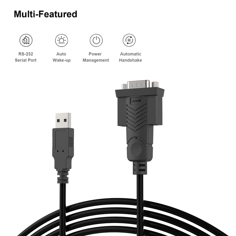 USB to Serial Adapter, Benfei 6 Feet USB to RS-232 Male (9-pin) DB9 Serial Cable, Prolific Chipset, Windows 10/8.1/8/7, Mac OS X 10.6 and Above