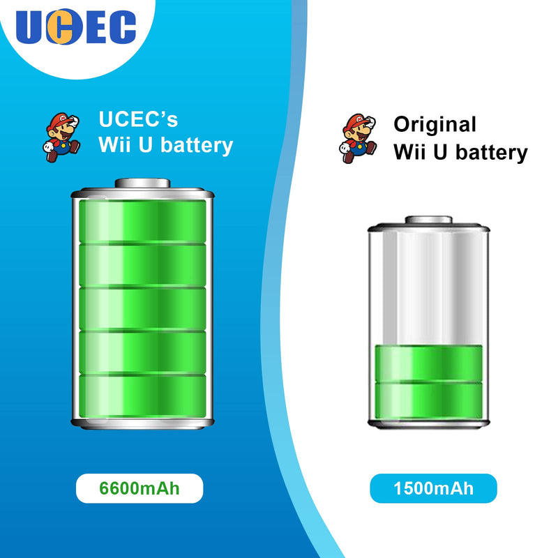 6600mAh Wii U Gamepad Battery Replacement Rechargeable Battery Pack Wii Accessories for Nintendo Wii U Gamepad WUP-010, WUP-012