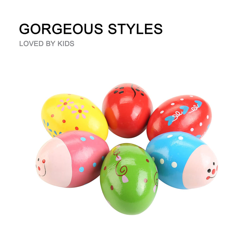 6Pcs Wooden Egg Shakers Hand Musical Maracas Percussion Instruments Multicolour 6 Pcs