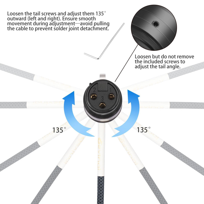 [AUSTRALIA] - Devinal Rotatable Right-Angle XLR Cable, Adjustable-Angle Low-Profile XLR Microphone Adapter Connector, Right-Angle Mic Cord on Both Ends (Male and Female) 0.8 FT 2 pcs Angle Male to Angle Female 1FT 