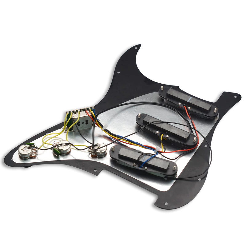 [AUSTRALIA] - SAPHUE Prewired ST Pickguard SSS 3 Single Coil Pickups Adjustable Big Screws Loaded Electric Guitar Pickguard for Fender Strandard Straocaster Guitar Parts (Black) Black 