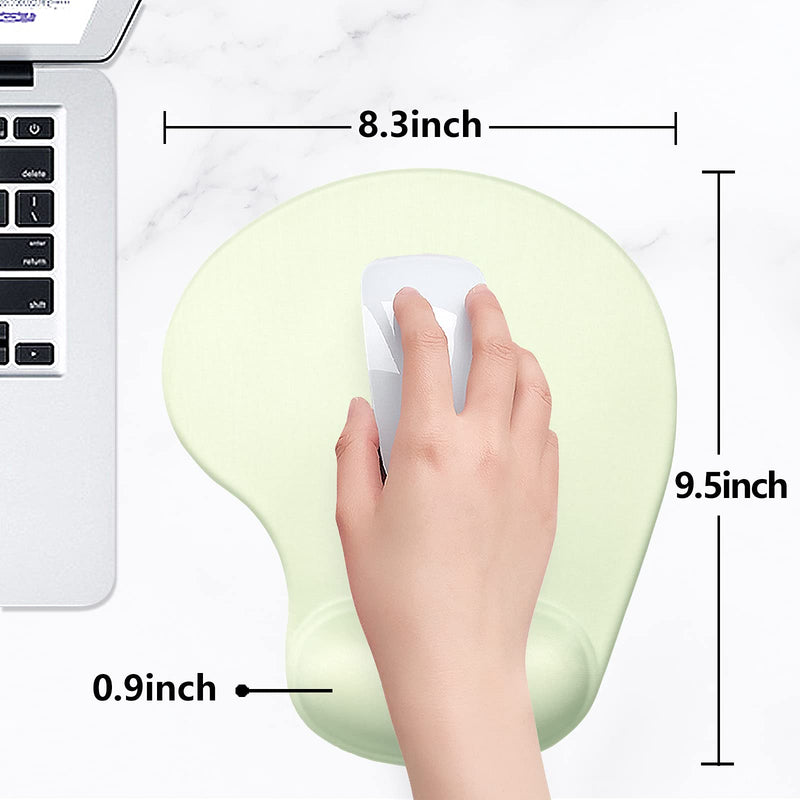 Hsurbtra Ergonomic Mouse Pad with Wrist Rest Support, Gel Mouse Pads with Non-Slip PU Base, Pain Relief Memory Foam Mousepad for Laptop PC, Cute Office Supplies Desk Decro Accessories Lake Green Medium