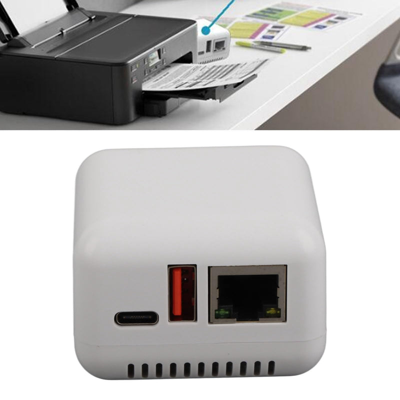 LAN Print Share Server, USB 2.0 Network Print Server Adapter, Wireless Network Printing with Compact Design for Android, for iOS (A) A