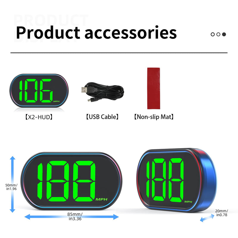 GPS Speedometer Car, Heads Up Display for Car, 2inch LCD Display HUD, USB Data Cable Plug and Play, Universal Fit for All Vehicles