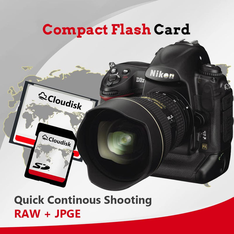 Cloudisk Compact Flash CF Card Memory Cards High Speed CompactFlash Reader Camera Card for DSLR (16GB) 16GB