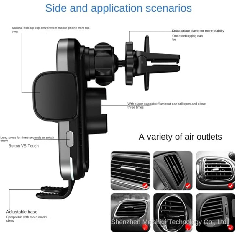 Car Wireless Charger for All Kinds of Cars and Cell Phones Car Phone Holder 15W Fast Charging Cell Phone Wireless Charger (CW16) CW16