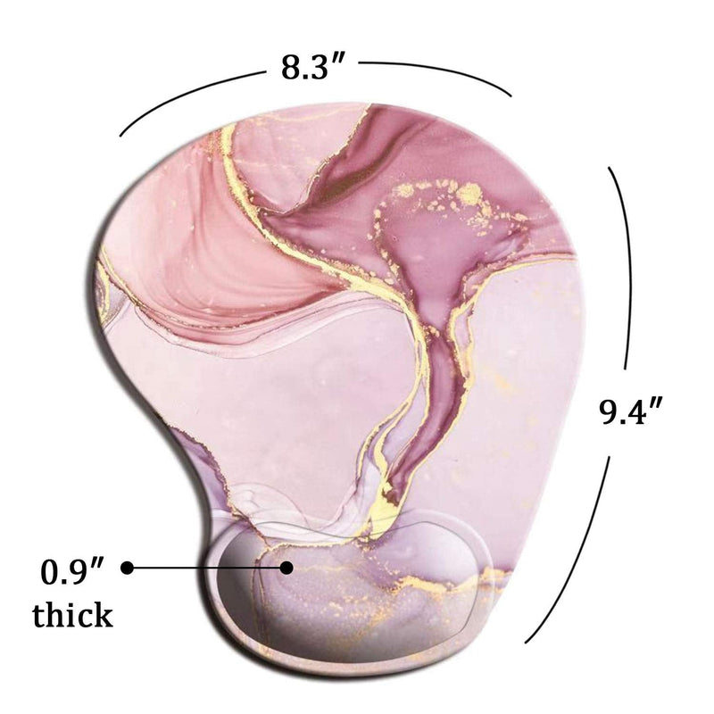 Dooke Ergonomic Mouse Pad with Wrist Support, Cute Mouse Pads with Non-Slip PU Base for Home Office Working Studying Easy Typing & Pain Relief Rose Gold Marble ‎Glitter Marble