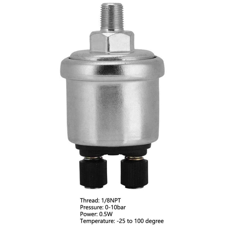 Oil Pressure Sensor 10-184 Ohm, Oil Pressure Sensor M10X1, Pressure Sensor Universal Oil Pressure Sensor Measuring Transmitter Made of Aluminium Alloy 0 to 10 Bar 1/8NPT for Diesel Generator