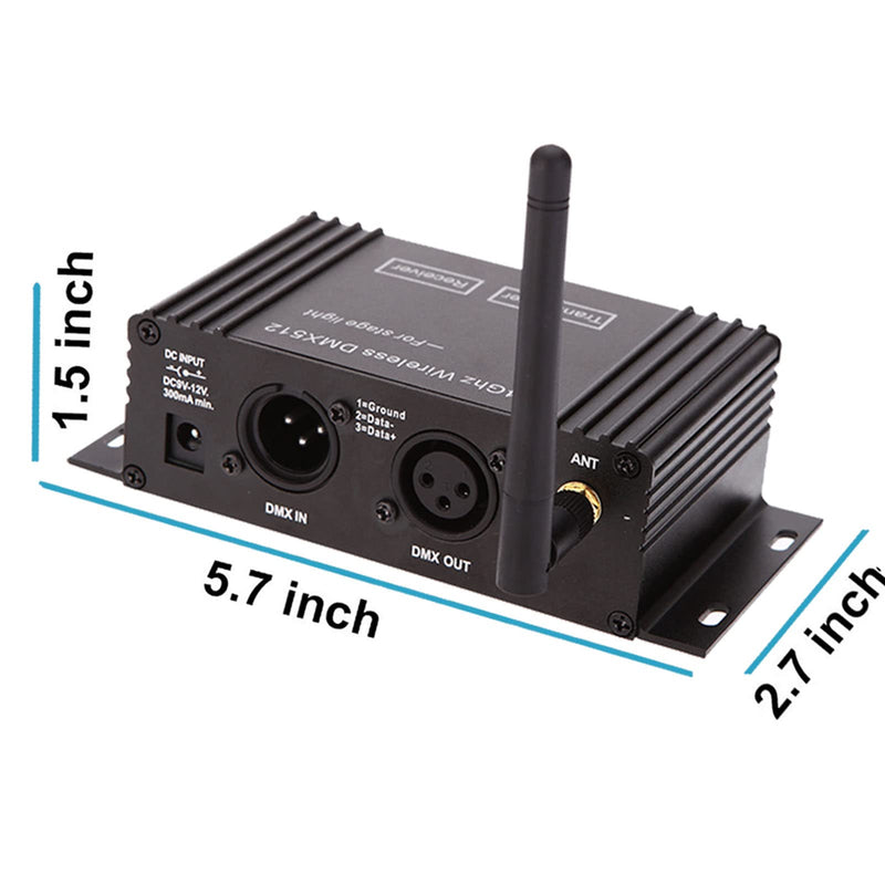 Lixada DMX 512 Controller 2.4G Wireless Transmitter Receiver LCD Display Power Adjustable Repeater Lighting Dimmer Controller for Disco DJ Party Light
