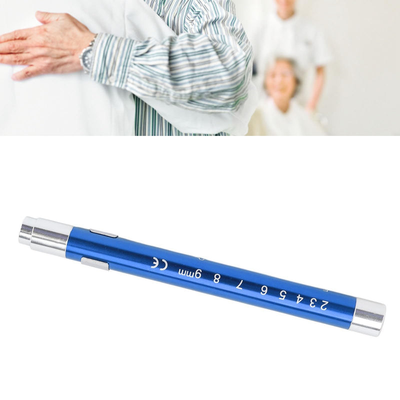YUYTE Pen Light with Pupil Gauge, LED Pen Light, Yellow Lighting, Concave Head, Aluminium Alloy, Medical Pen Light with Pupil Gauge, for Ear, Nose, Throat (Blue)