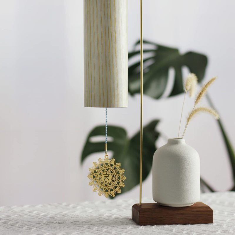Chakra Chimes Natural Bamboo Wind Chimes Meditation Chord Windchime Wind Bell for Home Decoration Zen Mindfulness Throat Chakra