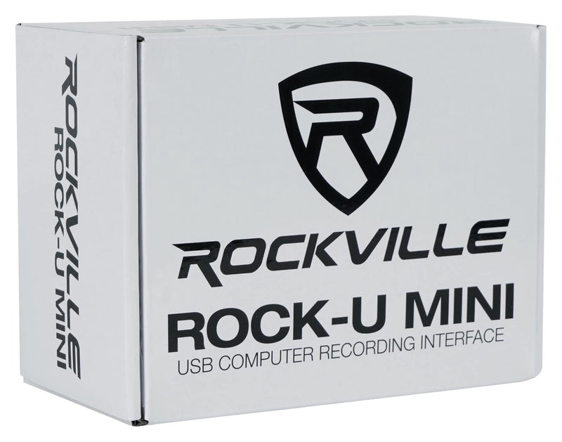 Rockville Rock-U MINI 2x2 USB Computer Recording Interface 24 Bit 192Khz Home Studio, Black