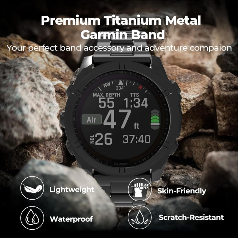 26mm Titanium Band for Tactix 8 51mm/Enduro 3 51 mm/Fenix 8/7/7X/6/6X, 22mm QuickFit Metal Strap for Venu 4 45mm/Fenix 8 47mm, 20mm No Gap Band for Fenix 8 43mm/Instinct E 40mm grey