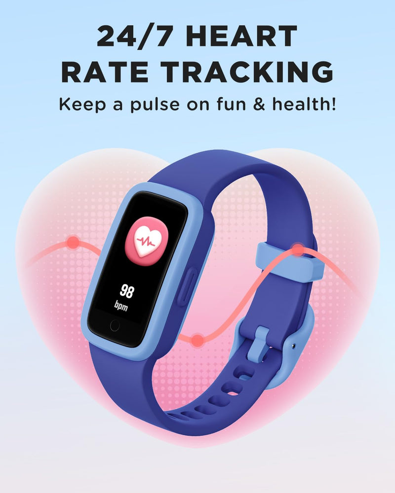 Vigor 3 Kids Watch Fitness Tracker, AMOLED Screen for Boys Girls Age 5-15 | 3ATM Waterproof, No App No Phone Needed, Pedometer, Vibrating Alarm, Heart Rate, Sleep Monitor, 10 Sport Modes, Habit Builder Blue