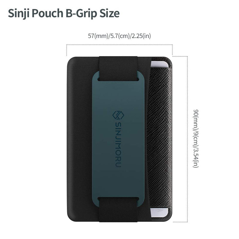 Sinjimoru Phone Grip Card Holder with Phone Stand, Secure Stick on Wallet for iPhone with Kickstand for Table. Sinji Pouch B-Grip Silicone Teal
