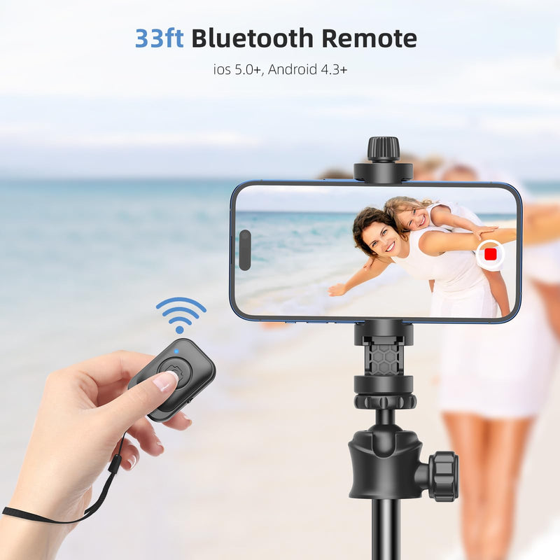 62" Phone Tripod - MIIASI Extendable Tripod for iPhone and Selfie Stick Tripod with Remote, 360° Ball Head Upgraded Cell Phone Tripod for Video Recording, iPhone 14/13/12 Pro Max/Android/GoPro 62in
