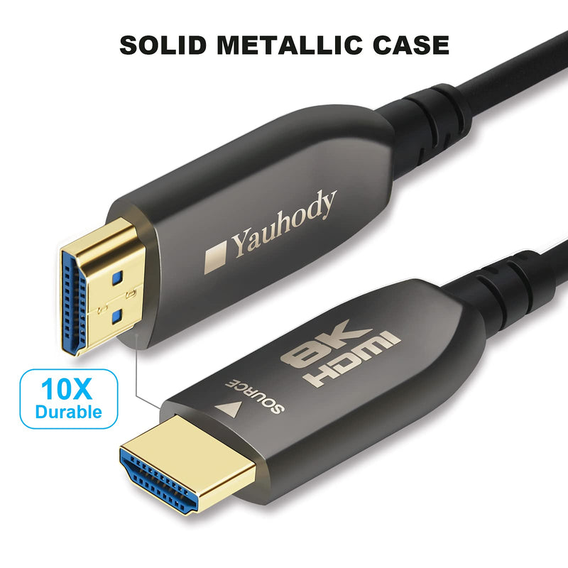 Yauhody Real 8K HDMI Fiber Optic Cable 75ft, CL3 Rated, Ultra High Speed 48Gbps HDMI 2.1 Over Fiber, Supports 10K, 8K@60Hz, 4K@144Hz/120Hz/60Hz, HDCP 2.2 & 2.3, 4:4:4, eARC, Dynamic HDR 10, 3D (75ft) 75 feet (Fiber HDMI)