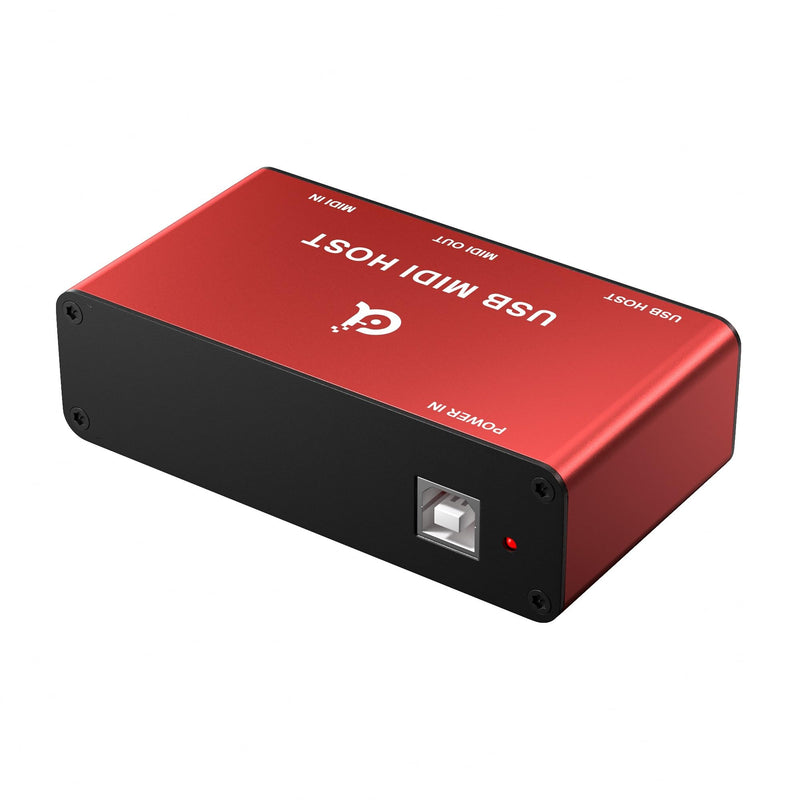 DigitalLife Stand-Alone USB MIDI Host Bridge Box - 1-In/1-Out 5-PIN DIN MIDI Interfaces, LED Indicator, Metal, Red (No computer needed) MIDI-Host (Red)