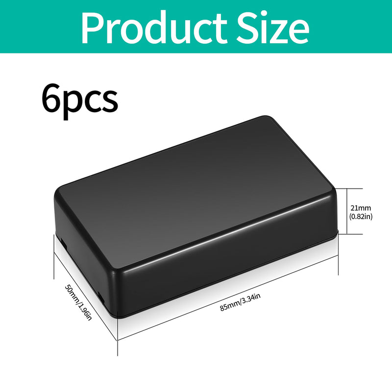 [AUSTRALIA] - Pack of 6 Junction Box, Plastic Covers, Electronic Casing, Electronic Project Box, Electrical Accessories Housing for DIY Power Junction Box (Black, 85 x 50 x 21 mm) 85x50x21mm black 