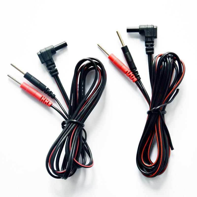Tens Electrode Lead Wires Jack Plug Pin Connector, Electrode Units Cable Wires for TENS EMS Massage Devices, Replacement Leads for Electrotherapy Instruments, Pack of 2