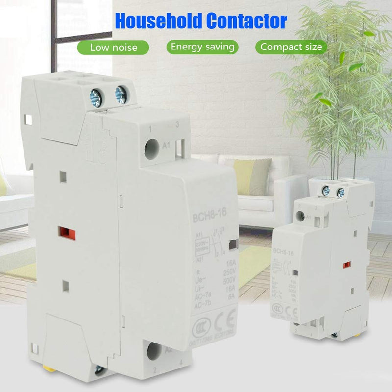 Contactor, 220 V/230 V, DIN rail, household AC contactor, 16 A contactor, number of main contacts, 2P, 2NO 50/60 Hz, circuit control